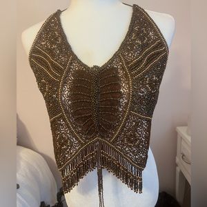 Vintage 2000's y2k Beaded Butterfly Top Backless Festival Concert